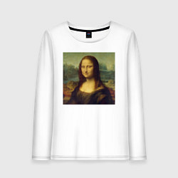 Лонгслив хлопковый женский Mona Lisa pixels, цвет: белый