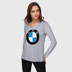 Лонгслив хлопковый женский BMW, цвет: меланж — фото 2