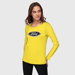 Лонгслив хлопковый женский Ford, цвет: желтый — фото 2