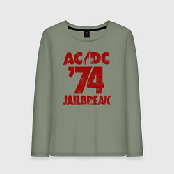 Лонгслив хлопковый женский ACDC 74 jailbreak, цвет: авокадо