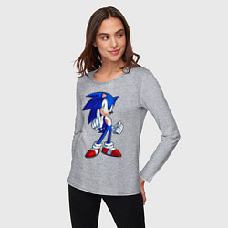 Лонгслив хлопковый женский SONIC, цвет: меланж — фото 2