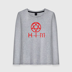 Лонгслив хлопковый женский HIM LOGO RED, цвет: меланж