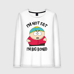 Лонгслив хлопковый женский Я не толстый, цвет: белый