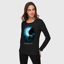 Лонгслив хлопковый женский Мой сосед Тоторо, цвет: черный — фото 2