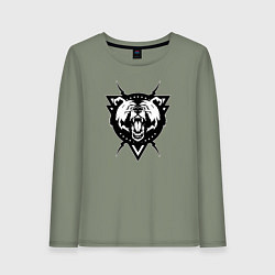 Лонгслив хлопковый женский Медведь, цвет: авокадо