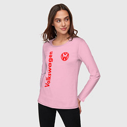 Лонгслив хлопковый женский Volkswagen, цвет: светло-розовый — фото 2