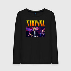 Лонгслив хлопковый женский NIRVANA Курт Кобейн, цвет: черный