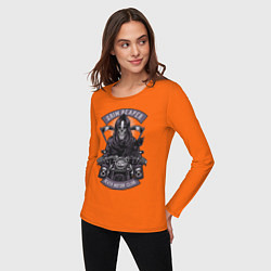 Лонгслив хлопковый женский Grim Reaper Motorcycle, цвет: оранжевый — фото 2