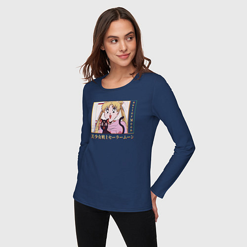 Женский лонгслив Sailor Moon Usagi Tsukino Luna / Тёмно-синий – фото 3