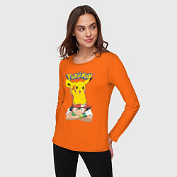 Лонгслив хлопковый женский Pokemon, цвет: оранжевый — фото 2