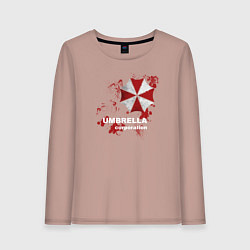 Лонгслив хлопковый женский Umbrella, цвет: пыльно-розовый
