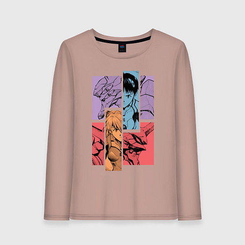 Женский лонгслив Аска и Синдзи, Евангелион / Пыльно-розовый – фото 1