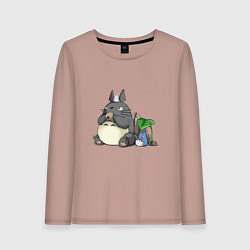 Лонгслив хлопковый женский Тоторо, цвет: пыльно-розовый