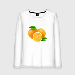 Лонгслив хлопковый женский Апельсины, цвет: белый