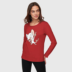 Лонгслив хлопковый женский Брейн Animaniacs, цвет: красный — фото 2