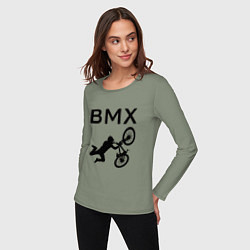 Лонгслив хлопковый женский Велоспорт BMX Z, цвет: авокадо — фото 2
