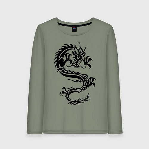 Женский лонгслив Дракон орнамент / Авокадо – фото 1