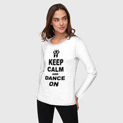 Лонгслив хлопковый женский Keep Calm & Dance On, цвет: белый — фото 2
