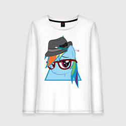 Лонгслив хлопковый женский Rainbow Dash hipster, цвет: белый