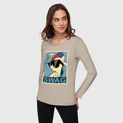 Лонгслив хлопковый женский Rainbow Dash swag, цвет: миндальный — фото 2