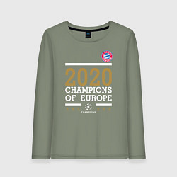 Лонгслив хлопковый женский FC Bayern Munchen Champions of Europe 2020, цвет: авокадо