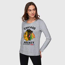 Лонгслив хлопковый женский CHICAGO BLACKHAWKS NHL, цвет: меланж — фото 2