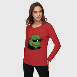 Лонгслив хлопковый женский Pepe в очках EZ, цвет: красный — фото 2