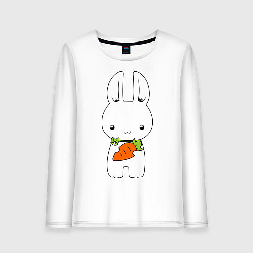 Женский лонгслив Зайчик с морковкой / Белый – фото 1