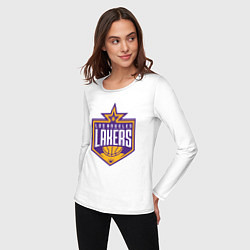 Лонгслив хлопковый женский Los Angeles Lakers, цвет: белый — фото 2