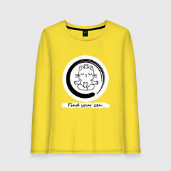 Лонгслив хлопковый женский Дзен кот, цвет: желтый