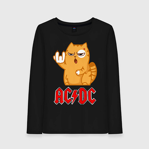 Женский лонгслив ACDC rock cat / Черный – фото 1