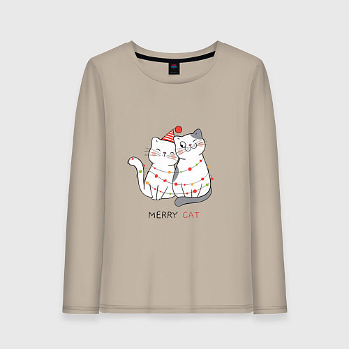 Женский лонгслив Merry Cat / Миндальный – фото 1