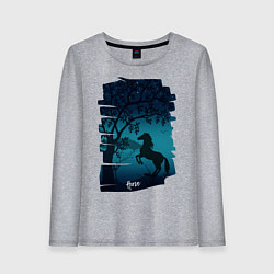 Лонгслив хлопковый женский Конь, цвет: меланж