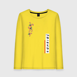 Лонгслив хлопковый женский Друзья логотип с конфетами, цвет: желтый