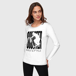 Лонгслив хлопковый женский Самокатер на стиле, цвет: белый — фото 2