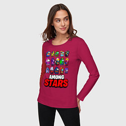 Лонгслив хлопковый женский AMONG US X BRAWL STARS, цвет: маджента — фото 2