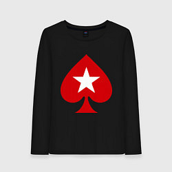 Лонгслив хлопковый женский Покер Пики Poker Stars, цвет: черный