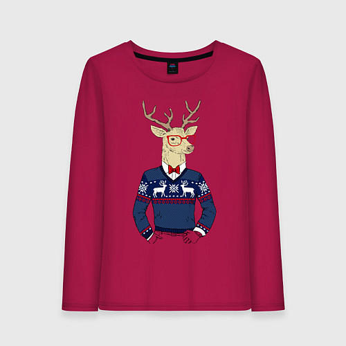 Женский лонгслив Hipster Deer / Маджента – фото 1