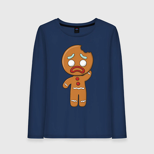 Женский лонгслив Рождественский Пряник / Тёмно-синий – фото 1