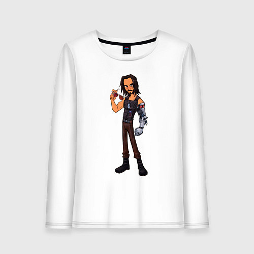 Женский лонгслив Johnny Silverhand 03 / Белый – фото 1