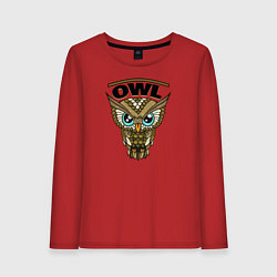 Лонгслив хлопковый женский Owl, цвет: красный