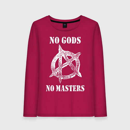 Женский лонгслив NO GODS NO MASTERS / Маджента – фото 1