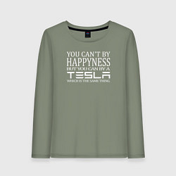 Лонгслив хлопковый женский Тесла счастье, цвет: авокадо