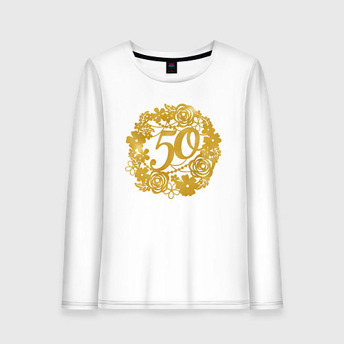 Женский лонгслив 50 лет / Белый – фото 1