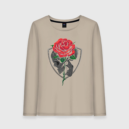 Женский лонгслив Skull&Rose / Миндальный – фото 1
