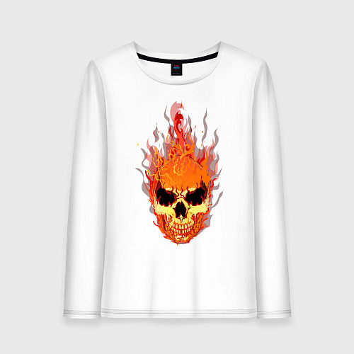 Женский лонгслив Fire flame skull / Белый – фото 1