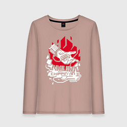 Лонгслив хлопковый женский Cyberpunk 2077 SAMURAI, цвет: пыльно-розовый