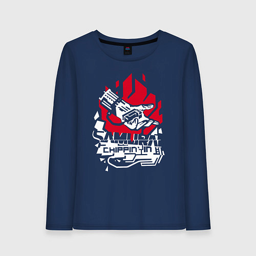 Женский лонгслив Cyberpunk 2077 SAMURAI / Тёмно-синий – фото 1