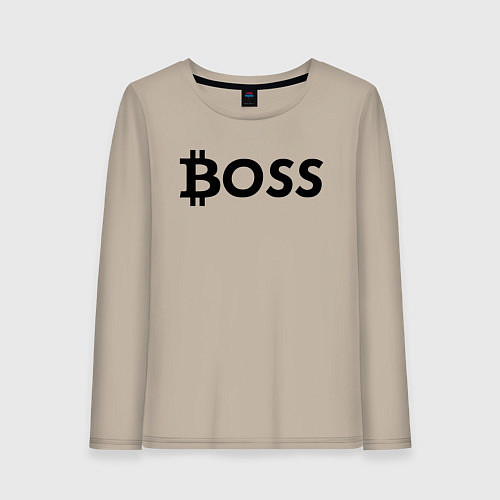 Женский лонгслив БИТКОИН ДЕД BITCOIN BOSS / Миндальный – фото 1