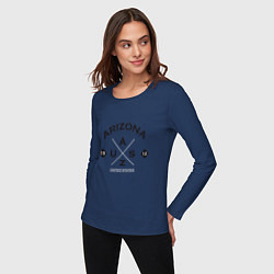 Лонгслив хлопковый женский Штат Аризона Хипстерское лого, цвет: тёмно-синий — фото 2
